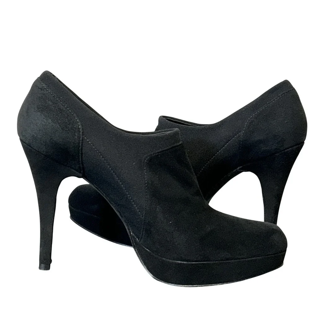 Stuart Weitzman Black Suede‎ Platform Stiletto Booties - Size 8M - Made in Spain